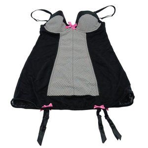 VICTORIA'S SECRET BLACK LACE GARTER SLIP STRIPS SIZE MEDIUM